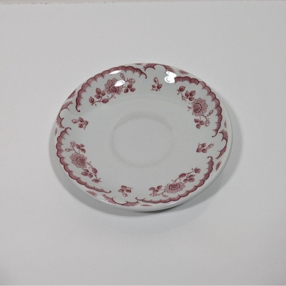 Shenango China Red Floral Saucer Plate Vintage